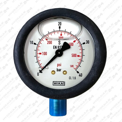 Hydraulik Manometer &oslash;63 mm Glycerin Edelstahl  0 bis 160 bar mit Staubschutz SCHWARZ
