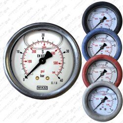 Hydraulik Manometer &oslash;63 mm Glycerin Edelstahl  0 bis 160 bar mit Staubschutz SCHWARZ