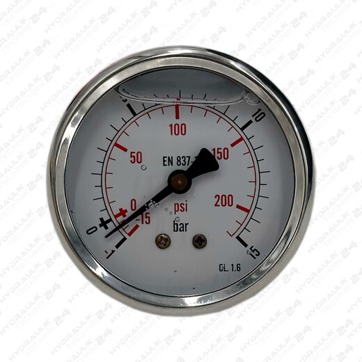 Vakuum Manometer Glycerin Edelstahl ECO-Line -1 bis +9 bar