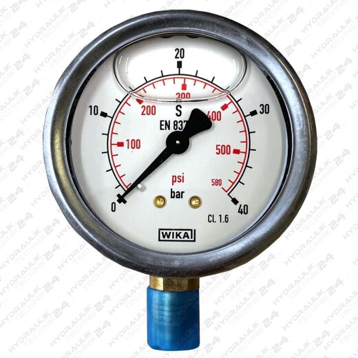 Hydraulik Manometer &oslash;63 mm Glycerin Edelstahl  0 bis 16 bar