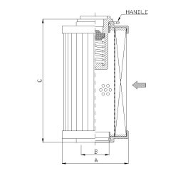 Filtereinsatz f&uuml;r Tankr&uuml;cklauffilter 125Ltr  MPF 100-2-10&micro;m f&uuml;r Bestell Nr 520 000 404 (405) 010 &oslash; 70; L=130