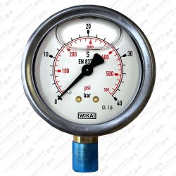 Hydraulik Manometer &oslash;63 mm Glycerin Edelstahl  0 bis 10 bar