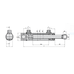 Hydraulikzylinder- 50/30 - 250 Hub EBL 450 mit Querbohrung &oslash; 25,25