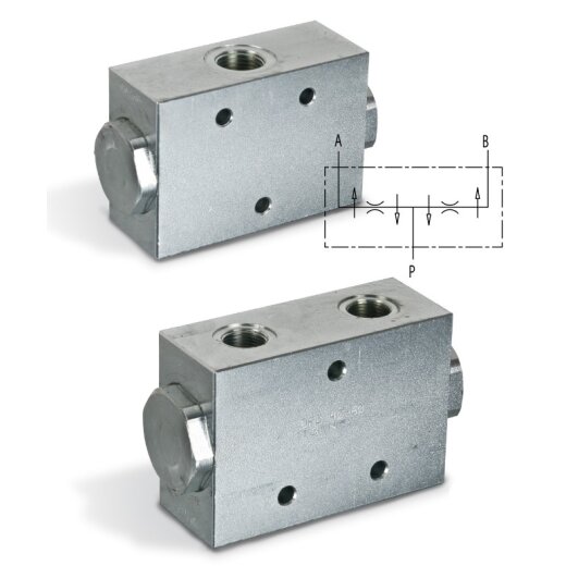 Stromteiler Mengenteiler Stahl verzinkt DFL Teilungsverh&auml;ltnis: 50/50