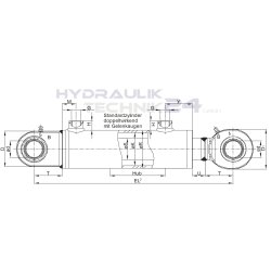 Hydraulikzylinder doppeltwirkend 50/30 - 800mm Hub mit Gelenkaugen