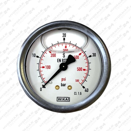 Hydraulik Manometer &oslash;63 mm Glycerin Edelstahl ECO-Line 0 bis 4 bar