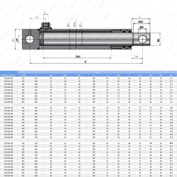 Hydraulikzylinder einfach wirkend, Ø 40 mm, Hub 150 mm Plunger