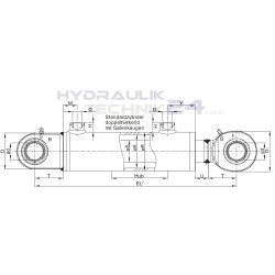 Hydraulikzylinder doppeltwirkend 60/35 - 60 bis 1300mm Hub mit Gelenkaugen