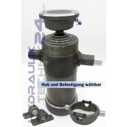 Teleskopzylinder Kipper 2-stufig -Ø88/68mm Kugelpfanne - 595 bis 895mm Hub wählbar