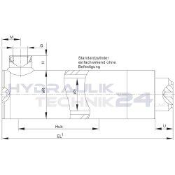 Plungerzylinder Hydraulikzylinder einfachwirkend 250 mm Hub ohne Befestigung