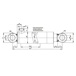 Hydraulikzylinder einfachwirkend mit Querbuchsen 25 - 200 mm Hub