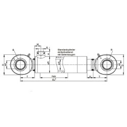 Plungerzylinder Hydraulikzylinder einfachwirkend &oslash; 25 mm mit Gelenkaugen 050 - 1000 mm Hub