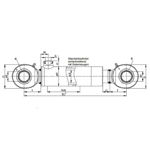 Plungerzylinder Hydraulikzylinder einfachwirkend ø 35 mm mit Gelenkau