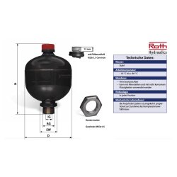 ROTH Membranspeicher Puffer Druckspeicher 0,75L gef&uuml;llt mit 50 bar