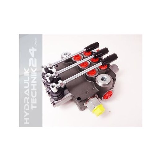 Handhebelventil Steuerventil Hydraulik 80Ltr 3-heblig DW mit Druckweiterf&uuml;hrung