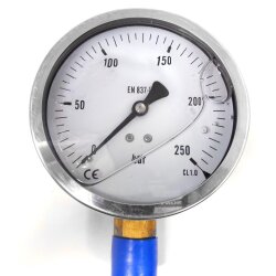Hydraulik Manometer &oslash;100 mm Glycerin Edelstahl ECO-Line 0 bis 250 bar mit Staubschutz GRAU