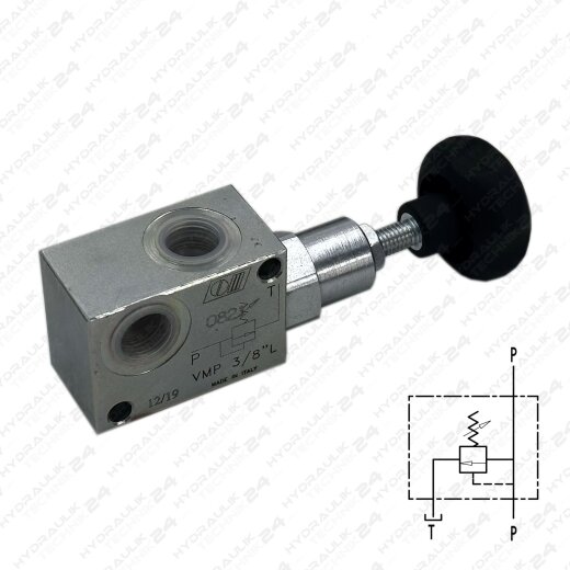 Hydraulik Druckbegrenzungsventil 1/4" | 10-180 bar mit Handrad
