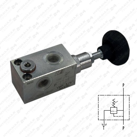 Hydraulik Druckbegrenzungsventil 1/2" | 50-250 bar mit Handrad