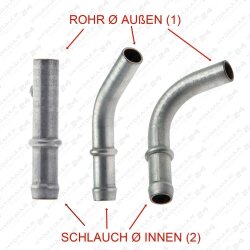 Schlauchnippel mit Rohrstutzen &Ouml;l &amp; Kraftstoff | gerade | 45&deg; | 90&deg; gerade | 8 mm | 7 - 8 mm
