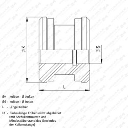 Hydraulikzylinder Kolben &oslash; 40 mit Dichtungen | F&uuml;r Hydraulikzylinder 40/20 + 40/25