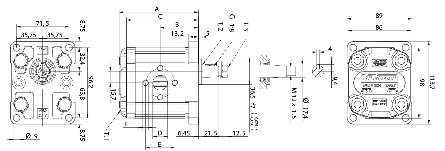 Hydraulikpumpe Maßblatt
