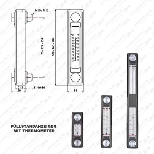 F&uuml;llstandanzeiger mit Thermometer